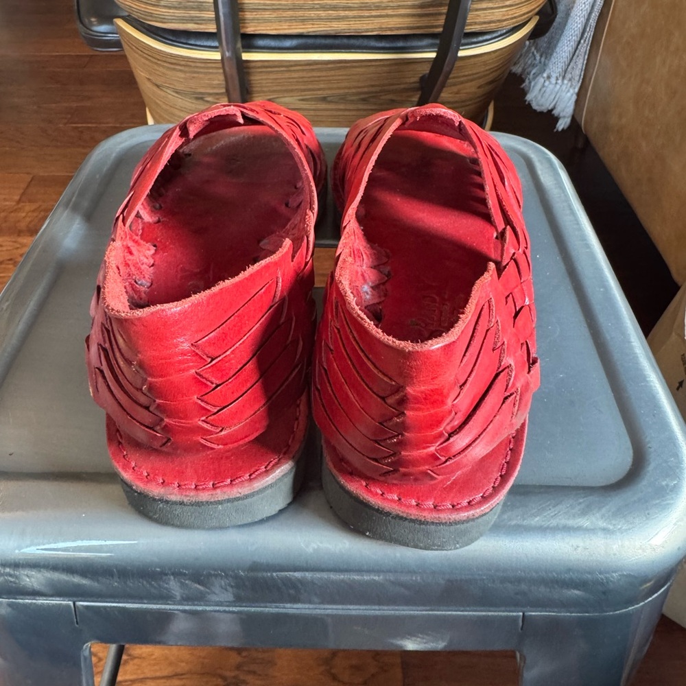 Brand X Red Woven Leather Sandals - Picture 5 of 6